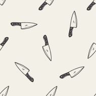 Kitchen knife doodle seamless pattern background