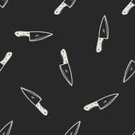 Kitchen knife doodle seamless pattern background N3