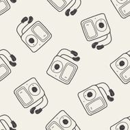 mp3 player doodle seamless pattern background