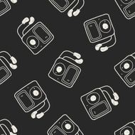 mp3 player doodle seamless pattern background N2