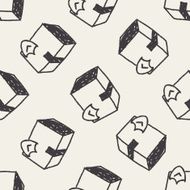 shipping box doodle seamless pattern background N19