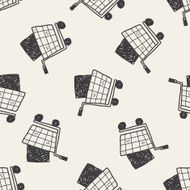 shopping cart doodle seamless pattern background