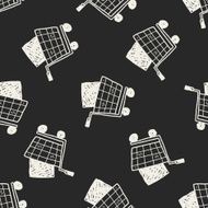 shopping cart doodle seamless pattern background N2