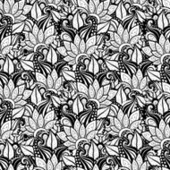 Vector Seamless Monochrome Floral Pattern N191