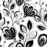 Vector Seamless Monochrome Floral Pattern N192