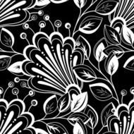 Vector Seamless Monochrome Floral Pattern N193