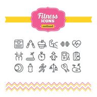 Set of hand drawn fitness icons