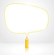 Yellow Pencil Drawing Irregular Speech Balloon