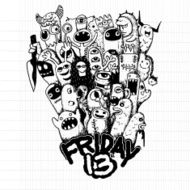 Hand drawn Friday 13 grunge illustration