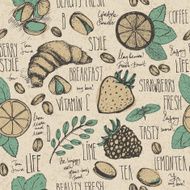 Breakfast sketched seamless pattern