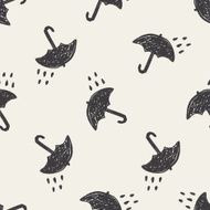 umbrella doodle seamless pattern background