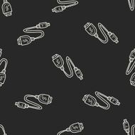 usb doodle seamless pattern background N2