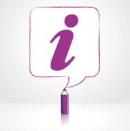 Purple Pencil Drawing Info Icon in Square Speech Balloon