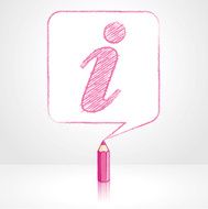 Pink Pencil Drawing Info Icon in Square Speech Balloon