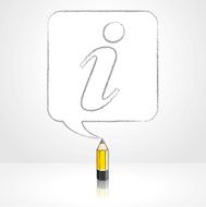 Yellow Lead Pencil Drawing Info Icon in Square Speech Balloon