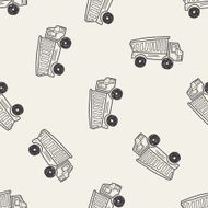 truck doodle seamless pattern background N3