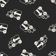 truck doodle seamless pattern background N4