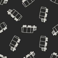 truck doodle seamless pattern background N5