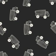 truck doodle seamless pattern background N8