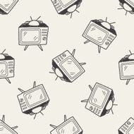 tv doodle seamless pattern background N2