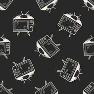 tv doodle seamless pattern background N4