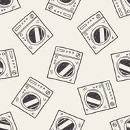 washing machine doodle seamless pattern background N2