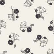 baby cart doodle seamless pattern background