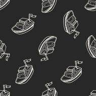 boat doodle seamless pattern background N2