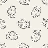 owl doodle seamless pattern background