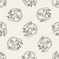 bull monster doodle seamless pattern background