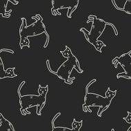 cat doodle seamless pattern background