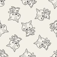 cat doodle seamless pattern background N2