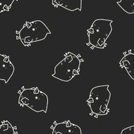 chick doodle seamless pattern background