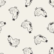 chicken doodle seamless pattern background