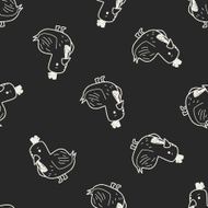 chicken doodle seamless pattern background N2