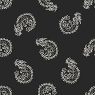 chinese dragon doodle seamless pattern background N4