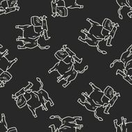 cow doodle seamless pattern background