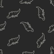 crocodile doodle seamless pattern background N2