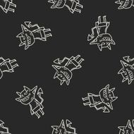 devil doodle seamless pattern background N2