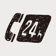 24 hours customer service doodle drawing N12
