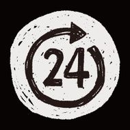 24 hours customer service doodle drawing N16