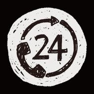 24 hours customer service doodle drawing N17