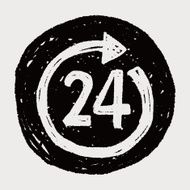 24 hours customer service doodle drawing N19