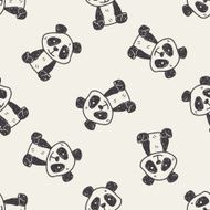 panda doodle seamless pattern background N2