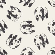 panda doodle seamless pattern background N3