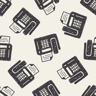 Doodle Fax machine seamless pattern background
