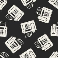 Doodle Fax machine seamless pattern background N2