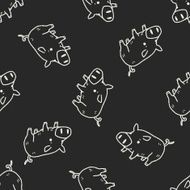 pig doodle seamless pattern background N2