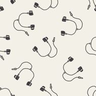 Doodle Headphone seamless pattern background N2