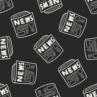 Doodle News paper seamless pattern background N2